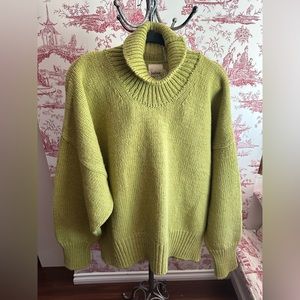 Chartreuse wool hand knit sweater